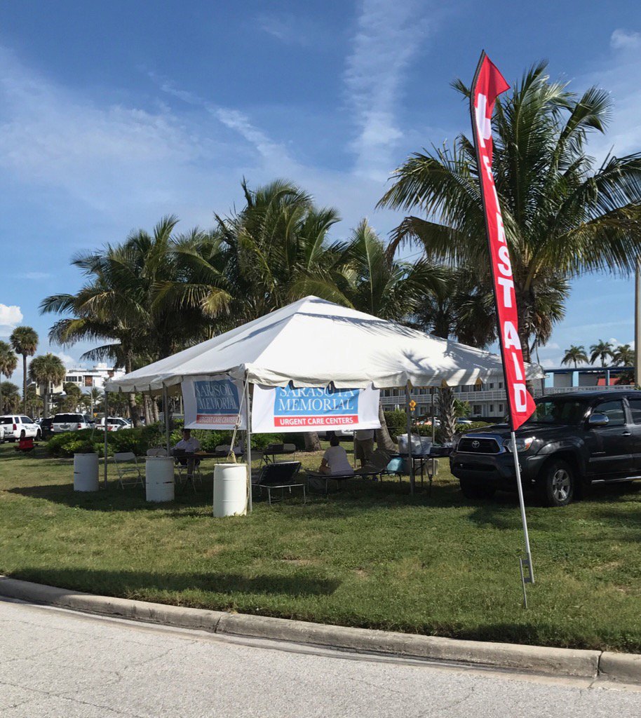 DavidVerinder's tweet photo. SMH portable Urgent Care is up and going on Lido Key this morning!   Bring in the boat races!!! @SMHCS https://t.co/lHkNwOLGAY