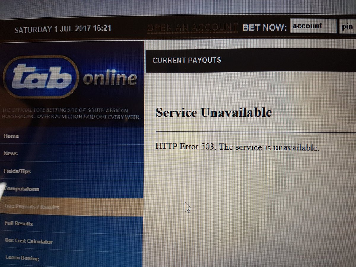 KrugerCorne's tweet photo. No betting and no winning due to service unavailable.... missed the Durban July... https://t.co/NDhStKYnTu
