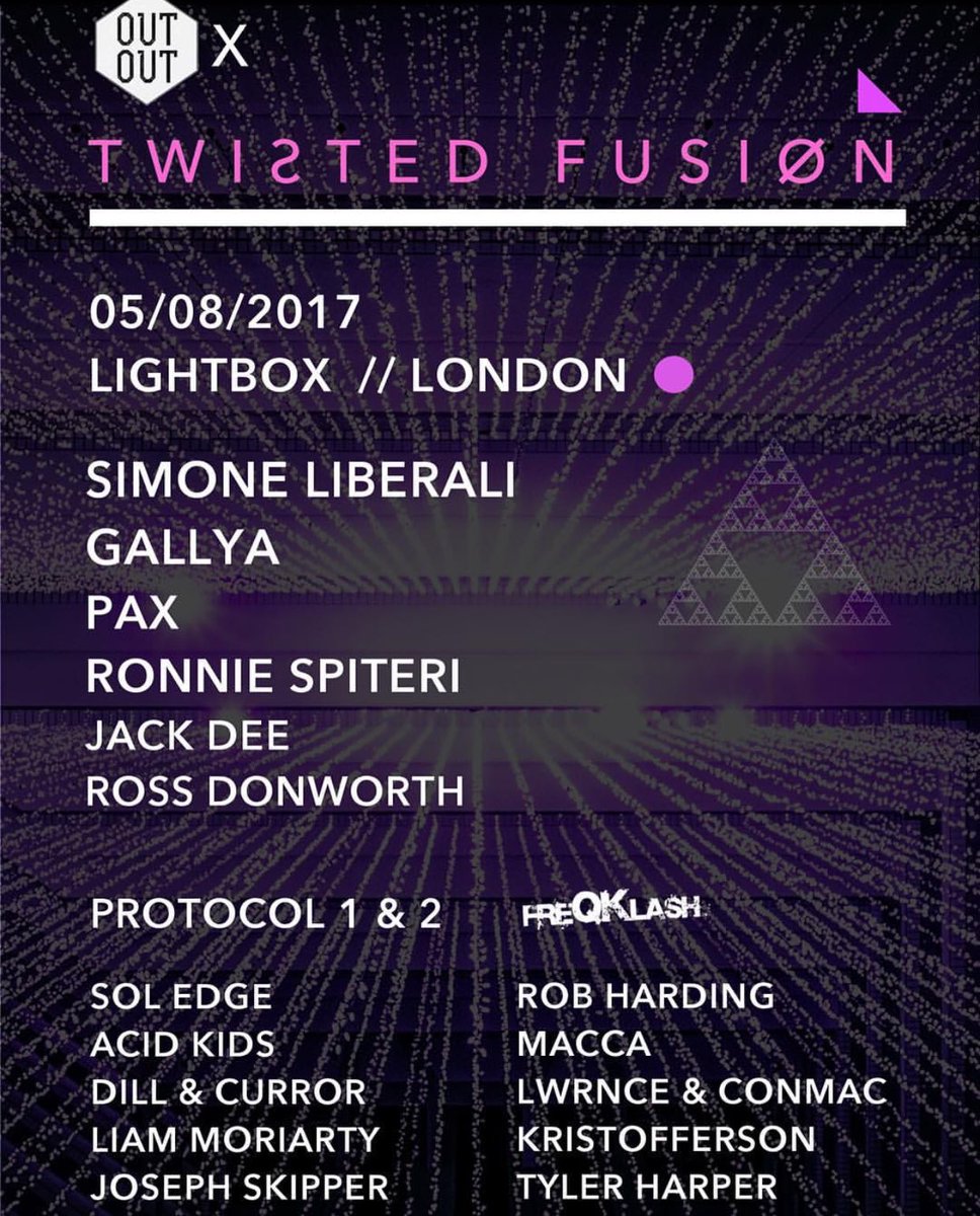 Check out the line up for <a href="/OutOutPromo/">OutOut Promotions</a> X <a href="/twistedfusion15/">Twisted Fusion</a> at <a href="/lightboxlondon/">Lightbox London</a> on the 5th August 

residentadvisor.net/event.aspx?978…