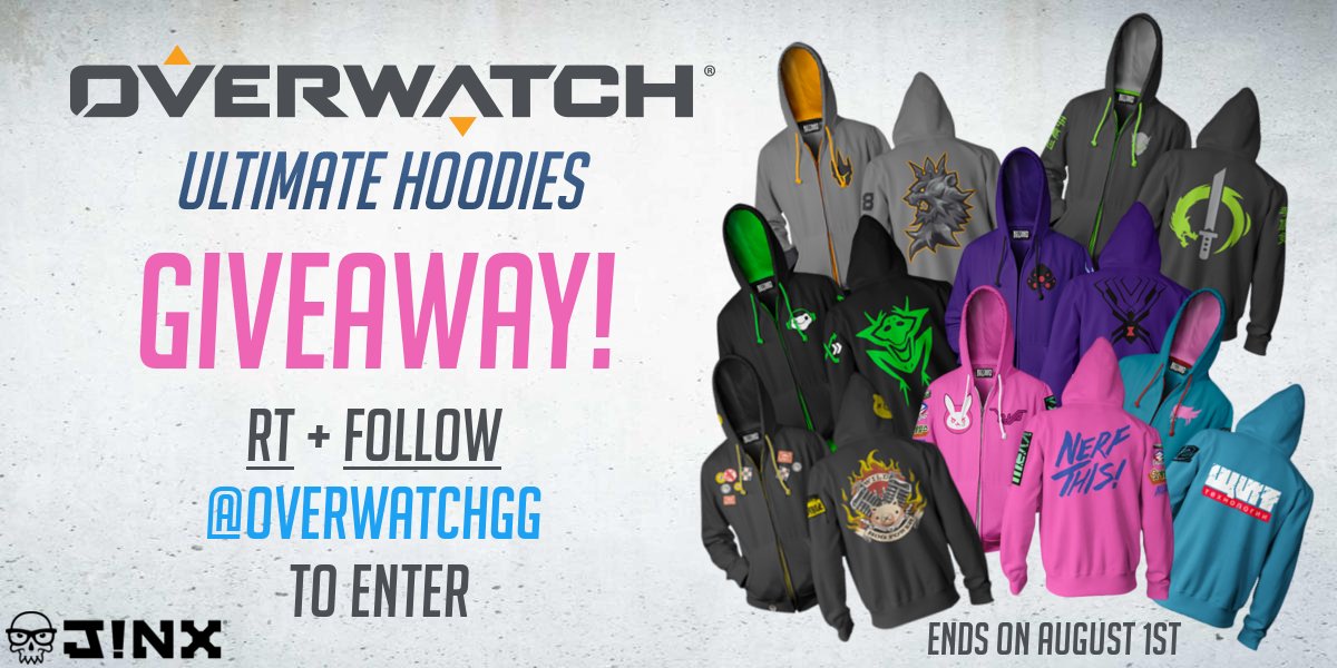 OverwatchGG's tweet image. Hiya! @JINX Overwatch Ultimate Hoodies GIVEAWAY!

RT + Follow @OverwatchGG for a chance to win.

7 Heroes, 7 Hoodies, 7 Winners. Good luck!
