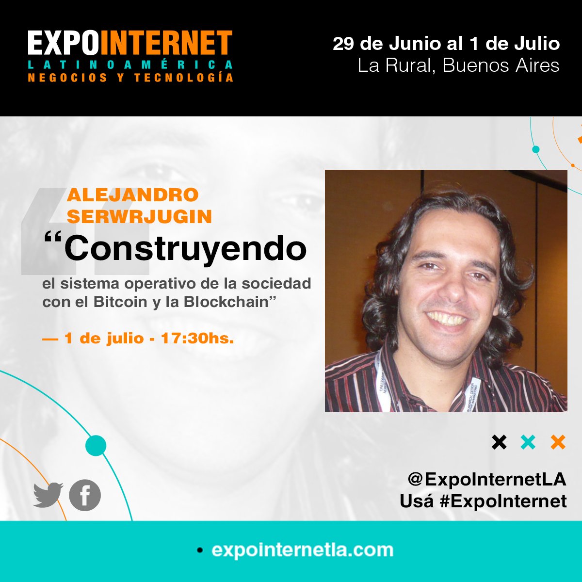 En un ratito, Alejandro Sewrjugin habla de <a href="/Bitcoin/">Bitcoin</a> y <a href="/blockchain/">Blockchain</a> en su Conferencia en su Conferencia de <a href="/ExpoInternetLA/">ExpoInternetLA</a> #Expointernet