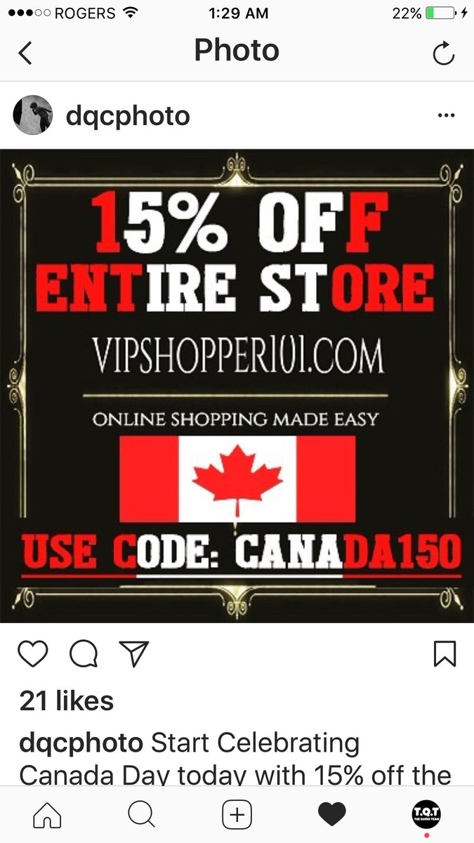 vipshopper101's tweet photo. Celebrate Canada Day with 15%off Entire Store! Code: Canada150 http://vipshopper101 #Canada150 #CanadaDay2017 #HappyBirthdayCanada #sale https://t.co/33i27aQpSx