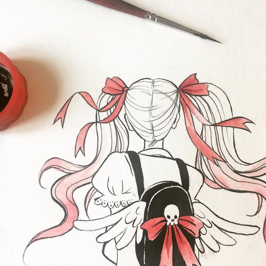 girlintherain_'s tweet photo. Working on a little #weekendsketch #weekendwatercolor #weekendwatercolor #lolita #skull #gothiclolita #wings #ink … https://t.co/WoVowd4Xcl https://t.co/hcaU1Oo6F9