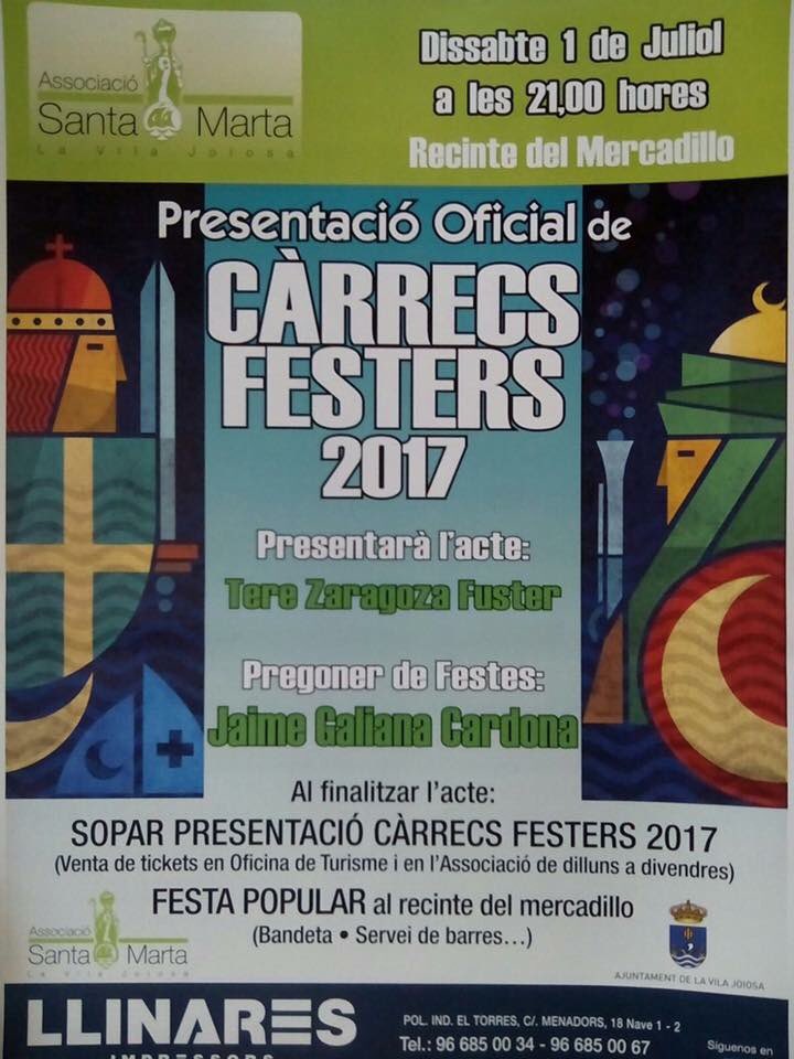 Hui, presentacio de carrecs festers 2017 #lavilaenfestes #lavila #morosicristians #morosycristianos