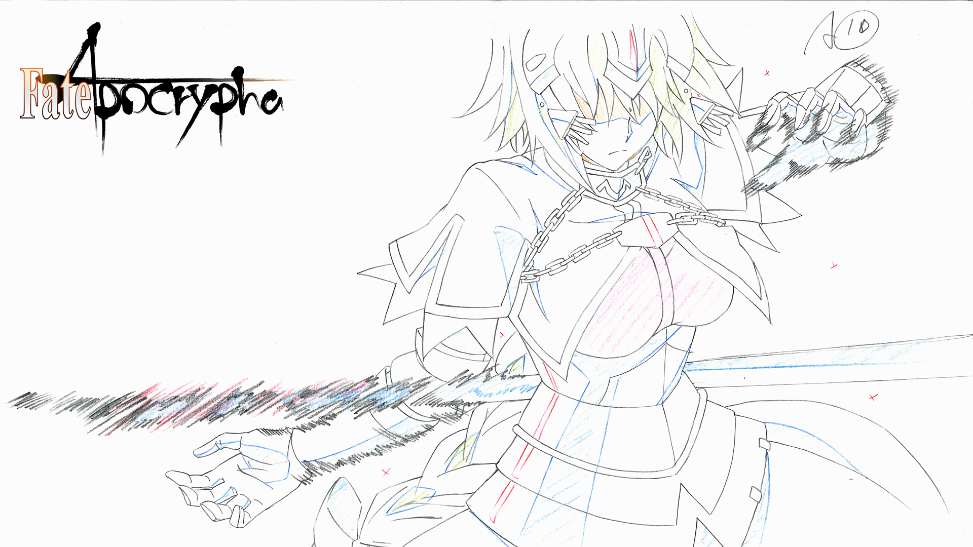 Twitter 上的 Fate Apocrypha そしてa 1 Picturesさんからお借りしました第1話の原画を公開 まずは冒頭アバンで アクションをみせてくれたルーラーです アポクリファ T Co K3eauemjbd Twitter