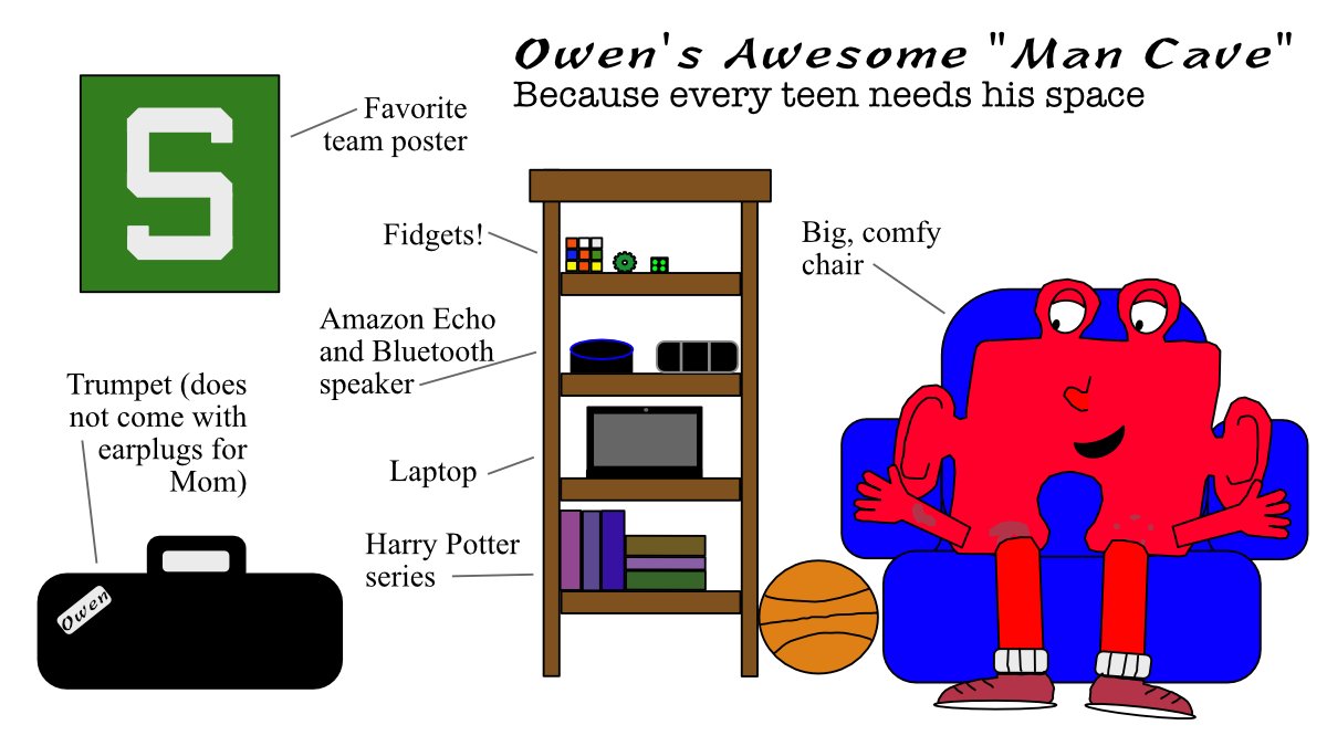 Meet Owen and check out his "man cave" and other comics about him at puzzledfamily.com #autism #neurofibromatosis living with both!