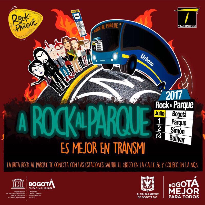 rockalparquefes's tweet photo. A #RockAlParque2017 mejor en @TransMilenio 🤘🏼Te esperamos desde las 11AM y recuerda #MadrúgaleAlRock https://t.co/6QajMj88NG