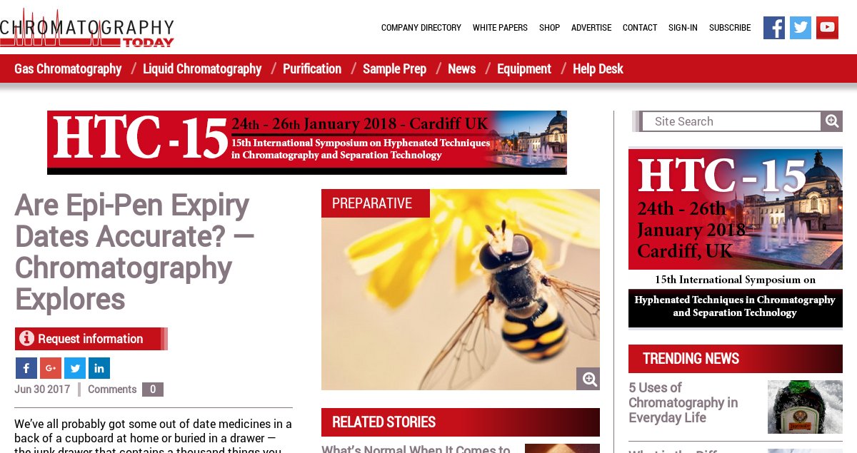 Are Epi-Pen Expiry Dates Accurate? — Chromatography Explores Chromatography Today chromatographytoday.com/news/preparati…