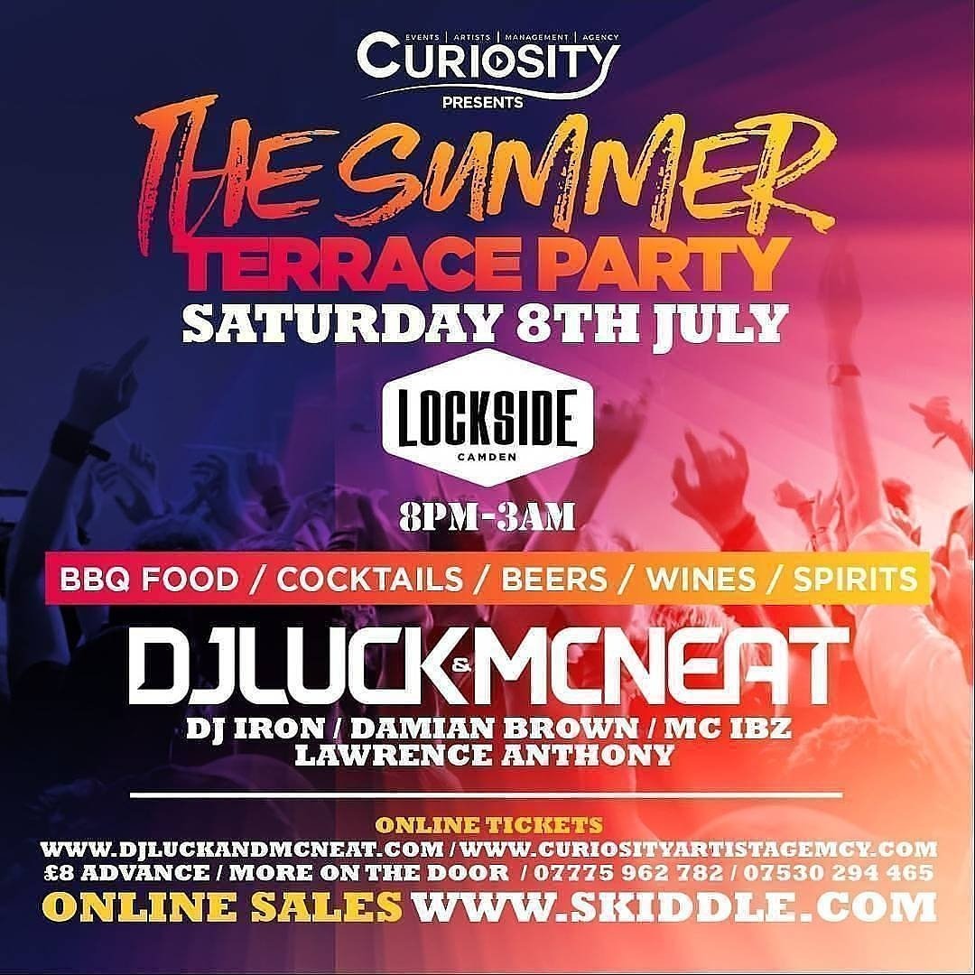 🚨1 WEEK TO GO🚨
<a href="/LucknNeat/">DJ Luck & MC Neat</a> Summer Terrace Party <a href="/Lockside_Camden/">Lockside Camden</a> ☉🎧🎤😎🍺

#BBQ 🍗🔥
#COCKTAILS 🍹🍸
#SUMMERVIBES 💯☉
Tix: skiddle.com/e/12993271