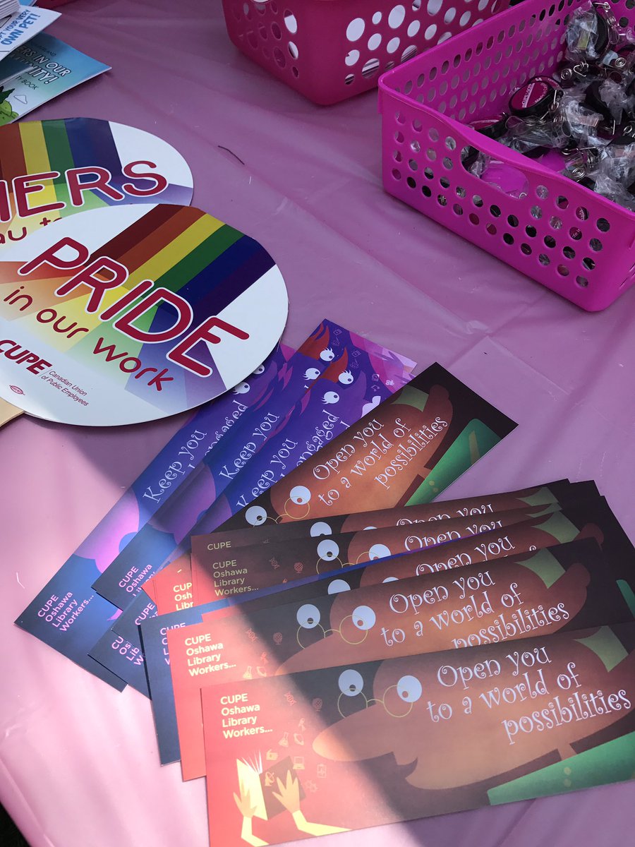 CUPE9112's tweet photo. .@CUPE960 members have #Pride in their work @OshawaLibraries - great bookmarks at #Canada150 in @oshawacity. #LibraryWarriors #PublicService https://t.co/SLDXFwqly8