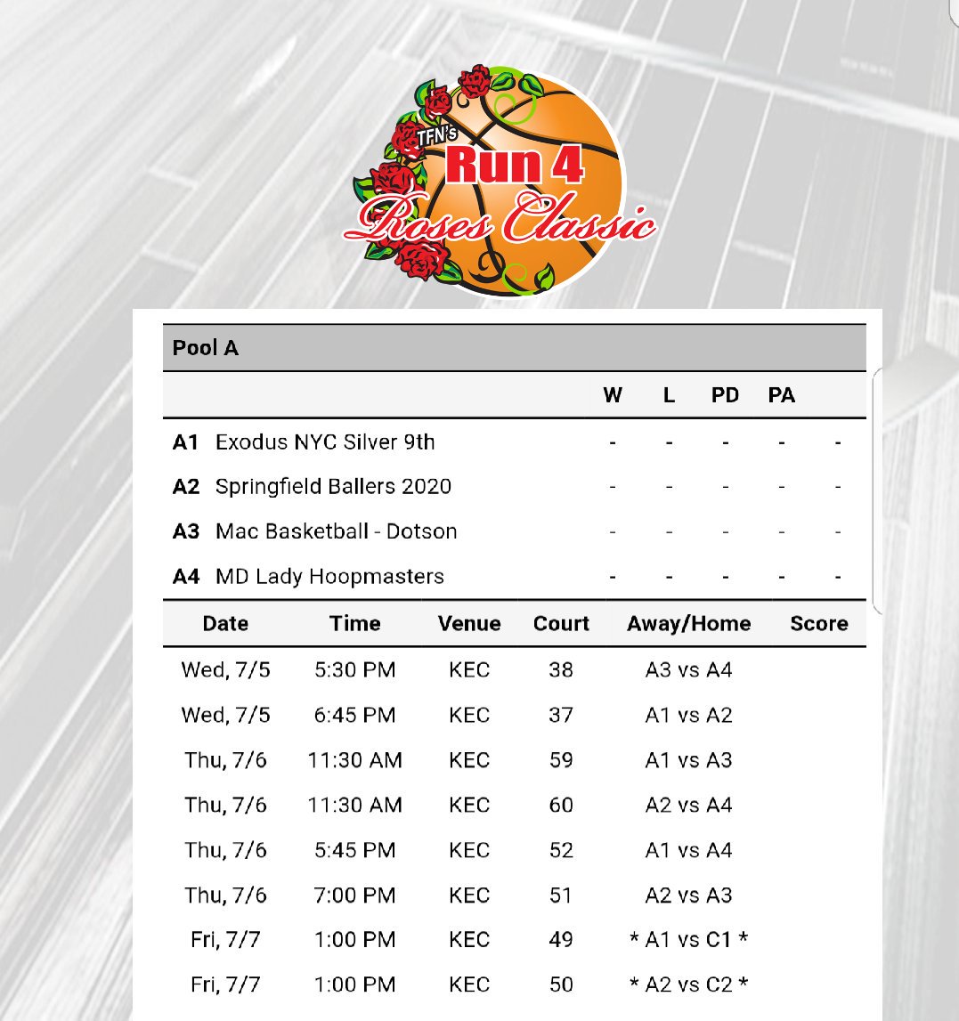 MD LADY HOOPMASTERS HS game schedule in KY Run 4 the Roses