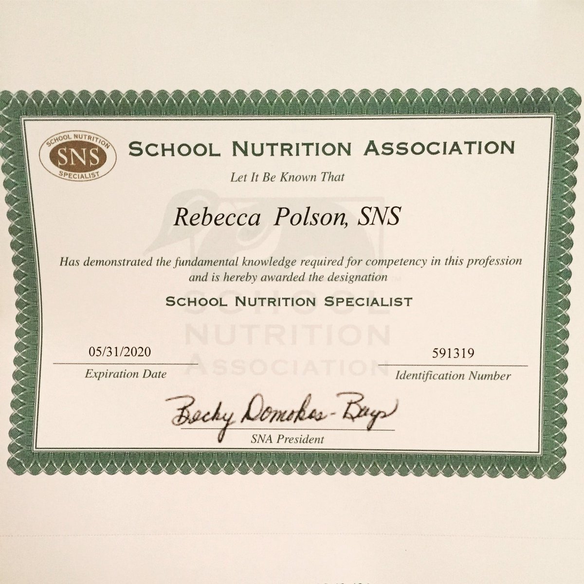 MNPSChefRebecca's tweet photo. Never thought I'd care so much about 3 little letters after my name....I did it! #SNS @SchoolLunch https://t.co/lI63hFeF6z
