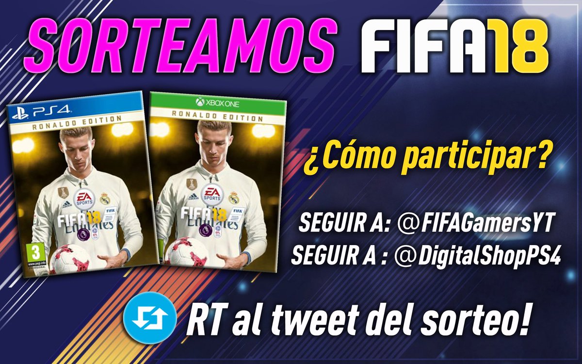 Pumuscor on X: SORTEO DE UN FIFA 18!!! REQUISITOS: SEGUIRME, RT A ESTE  TWEET Y COMENTA CON EL HT #PUMUSFIFA18 FINALIZA EL 21 DE AGOSTO.   / X