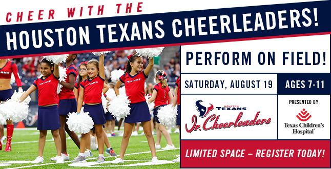 TexansCheer's tweet photo. Is your little one signed up for #HTCJrCheer to perform with us on 8/19 yet?
@HTC_Speaker๐-Info & Registration-> https://t.co/KYVajNK8cI๐ https://t.co/RGK5VwZqFl