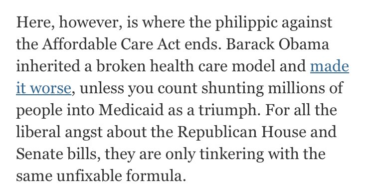 jleibenluft's tweet image. Yes, Bret Stephens, I count "shunting" millions of uninsured people into Medicaid as a triumph