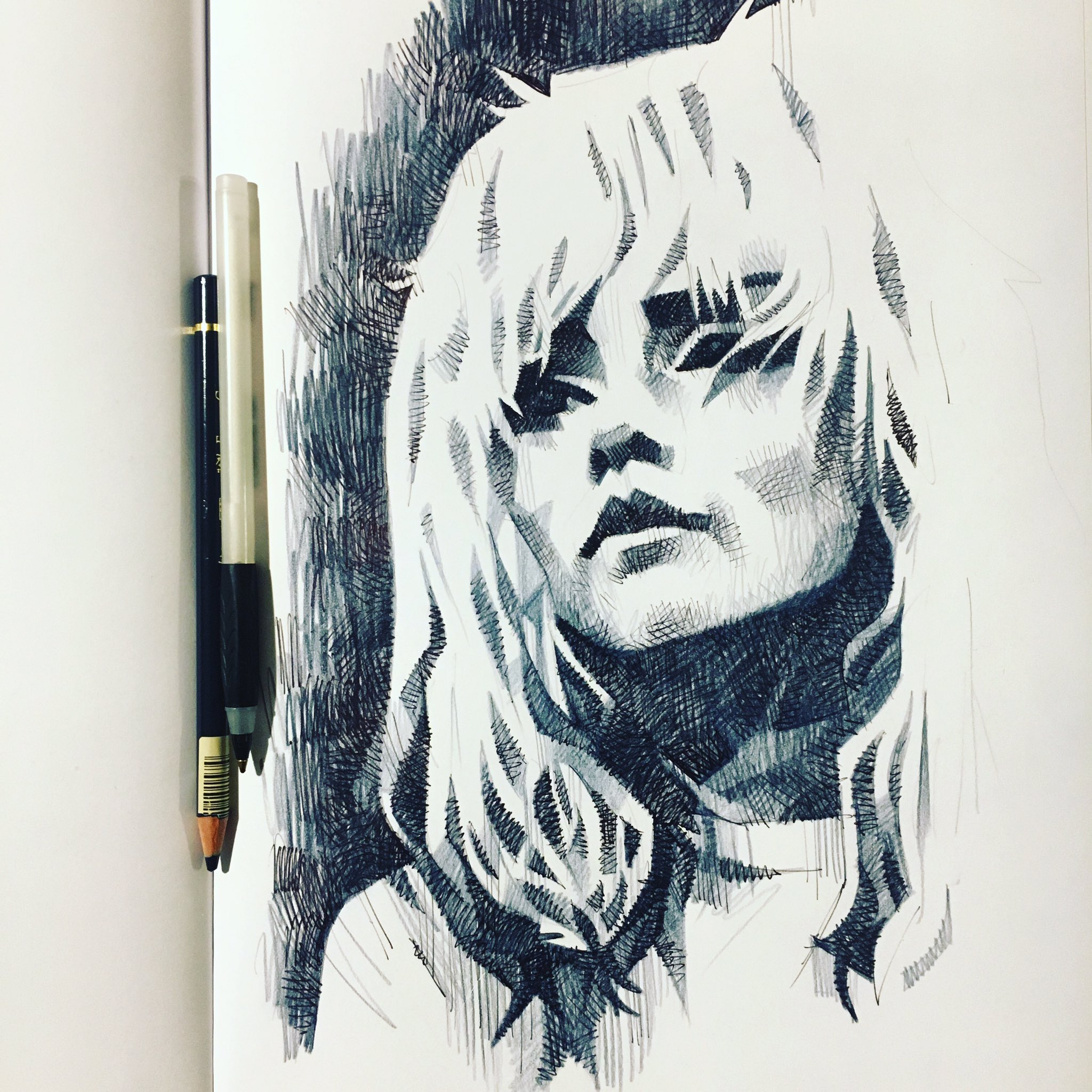 Happy birthday, Debbie Harry! Ballpoint and colour pencil. 