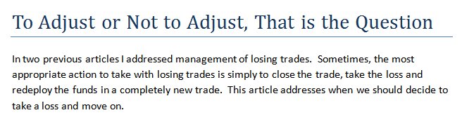 russrich's tweet image. #tastytrade @tastytrade Should you adjust that losing trade?  To adjust or not to adjust, that is the question.  tinyurl.com/mvjmhkc
