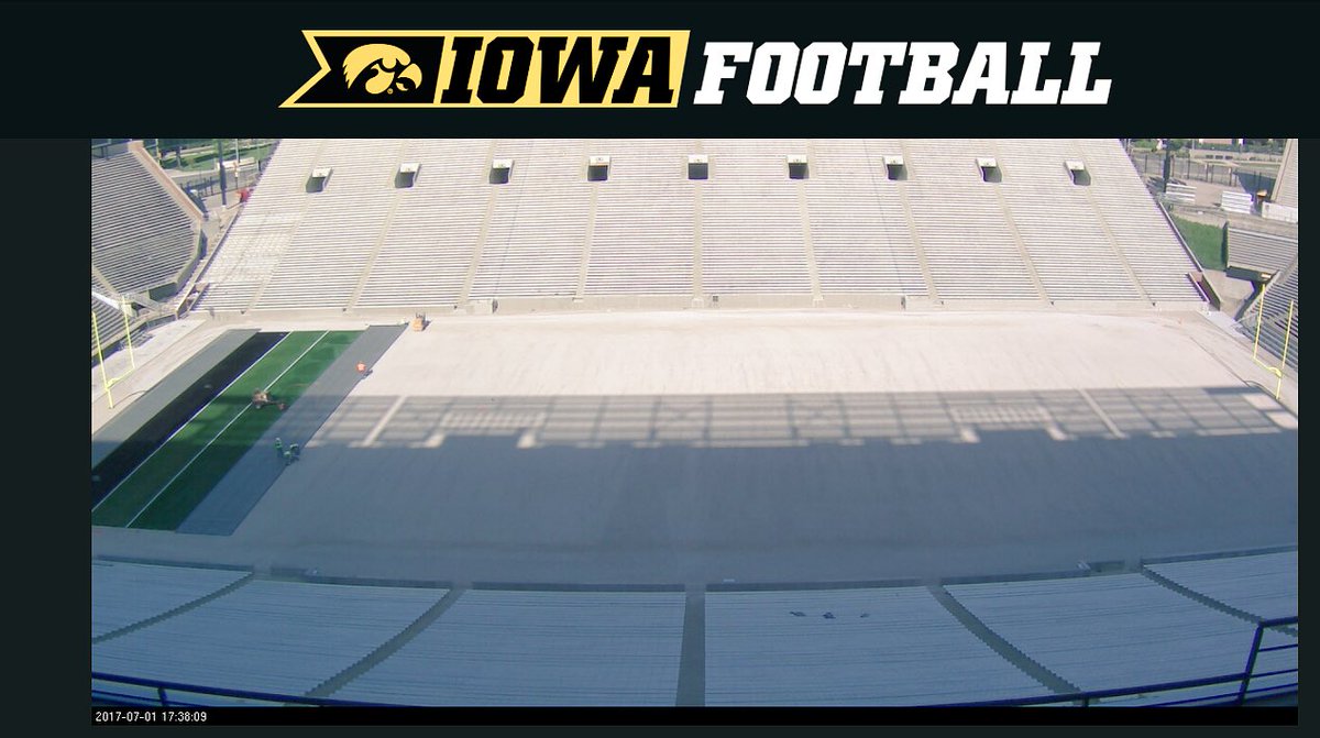 It has begun!  

Turf installation has started <a href="/kinnickstadium/">#SwarmKinnick</a>. 

Watch live at hawkeyesports.com/swarm17