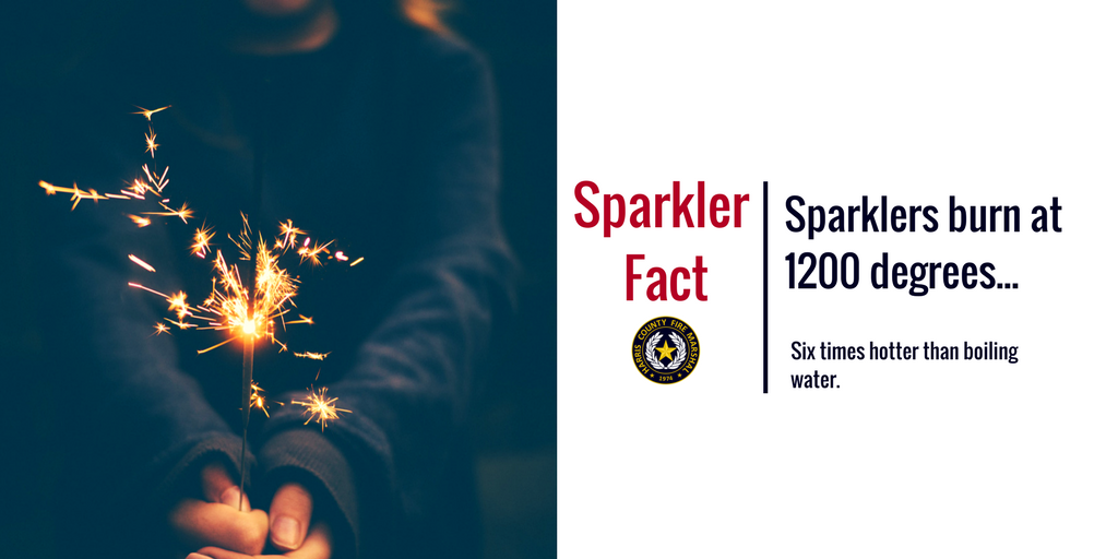 hcfmo's tweet photo. Sparklers are pretty, but they are also dangerous. Sparklers burn 6 times hotter than boiling water. #FireSafe4th https://t.co/auDEO0SJnT