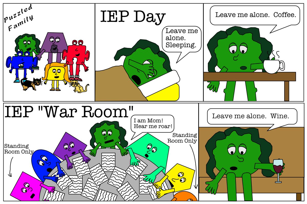 Who else needs to work up to and unwind from the dreaded #IEP?  Commentary and more at puzzledfamily.com