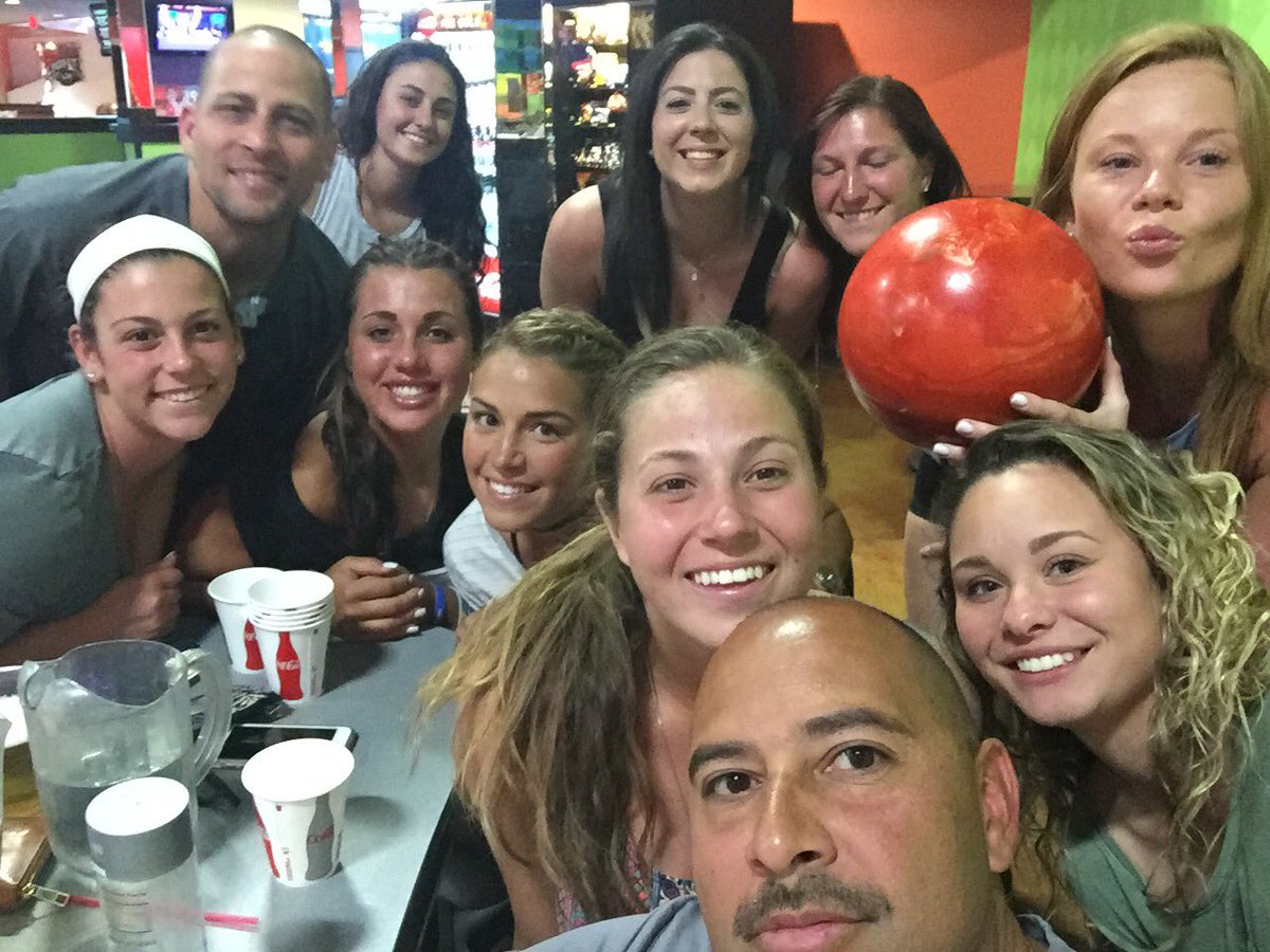 Bowling with the coaches enjoying the free time