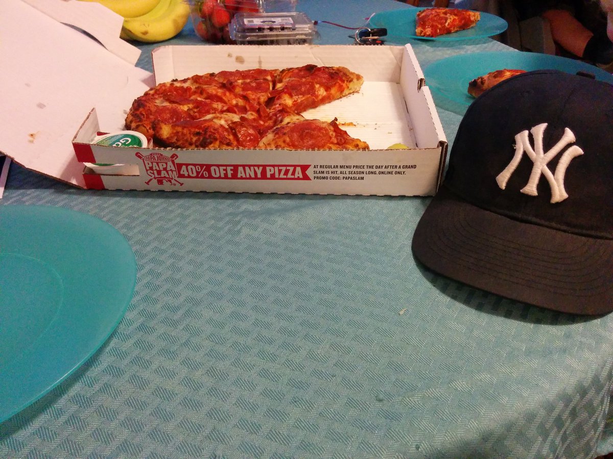 Thanks Brett Gardner and <a href="/PapaJohns/">Papa Johns</a>  for a great deal on the pizza. Go <a href="/Yankees/">New York Yankees</a>!!!