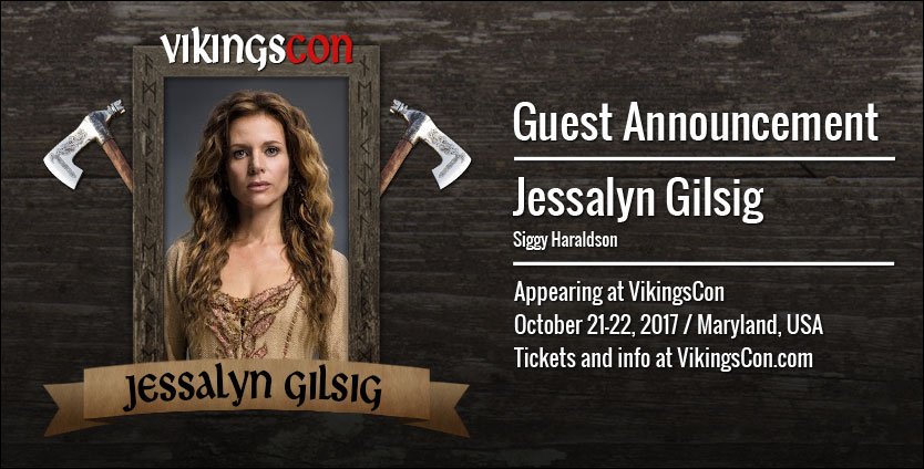 GUEST ANNOUNCEMENT welcome #Siggy .<a href="/JessalynGilsig/">Jessalyn Gilsig</a> from <a href="/HistoryVikings/">#Vikings</a> to #VikingsCon! For passes &amp; photo ops VikingsCon.com