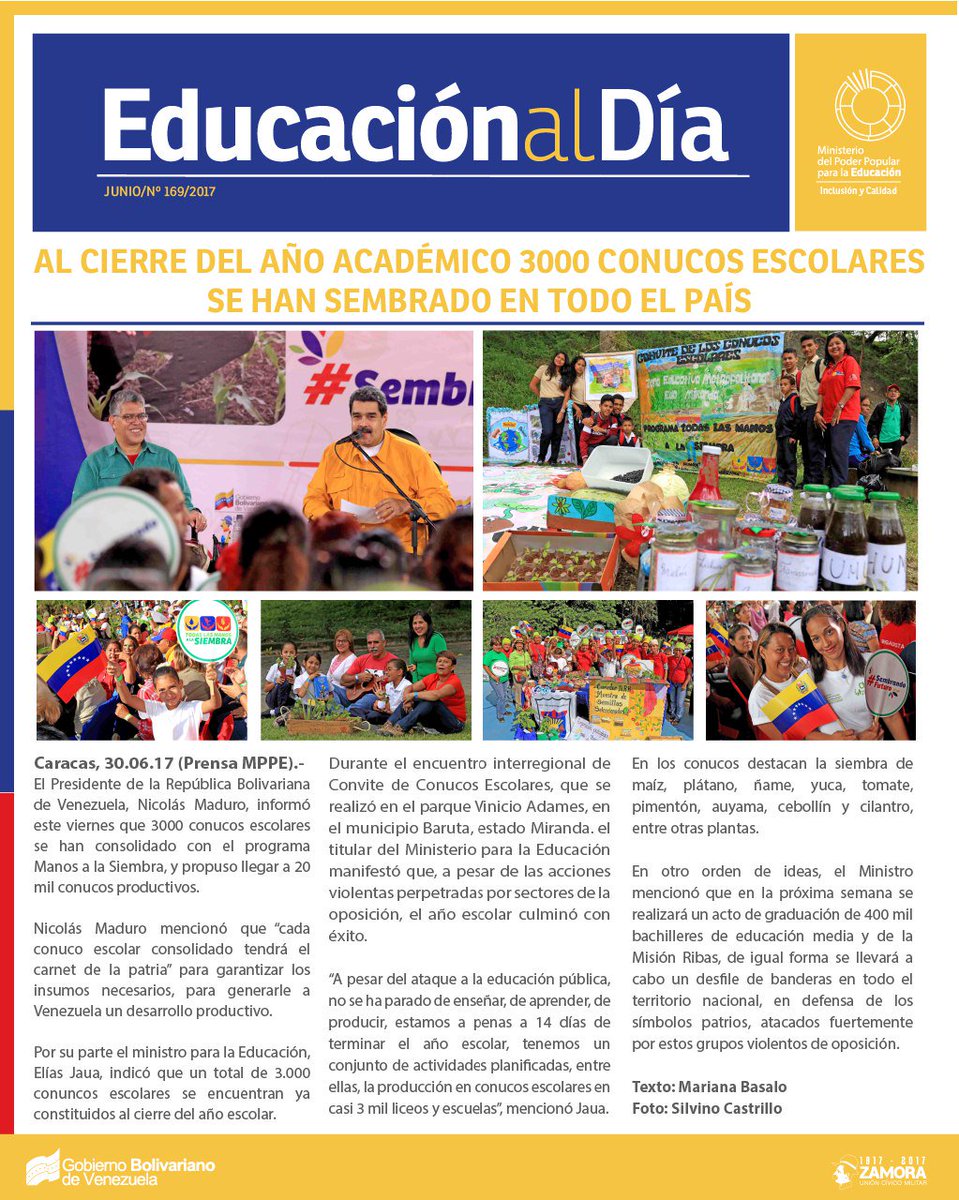 Al cierre del año académico 3000 Conucos Escolares se han sembrado en todo el país <a href="/NicolasMaduro/">Nicolás Maduro</a> <a href="/JauaMiranda/">Elías Jaua</a>