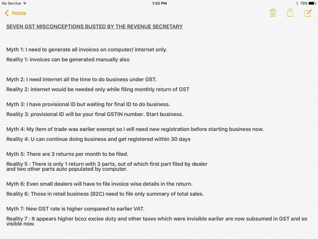 Seven myths of GST and Reality in one picture.