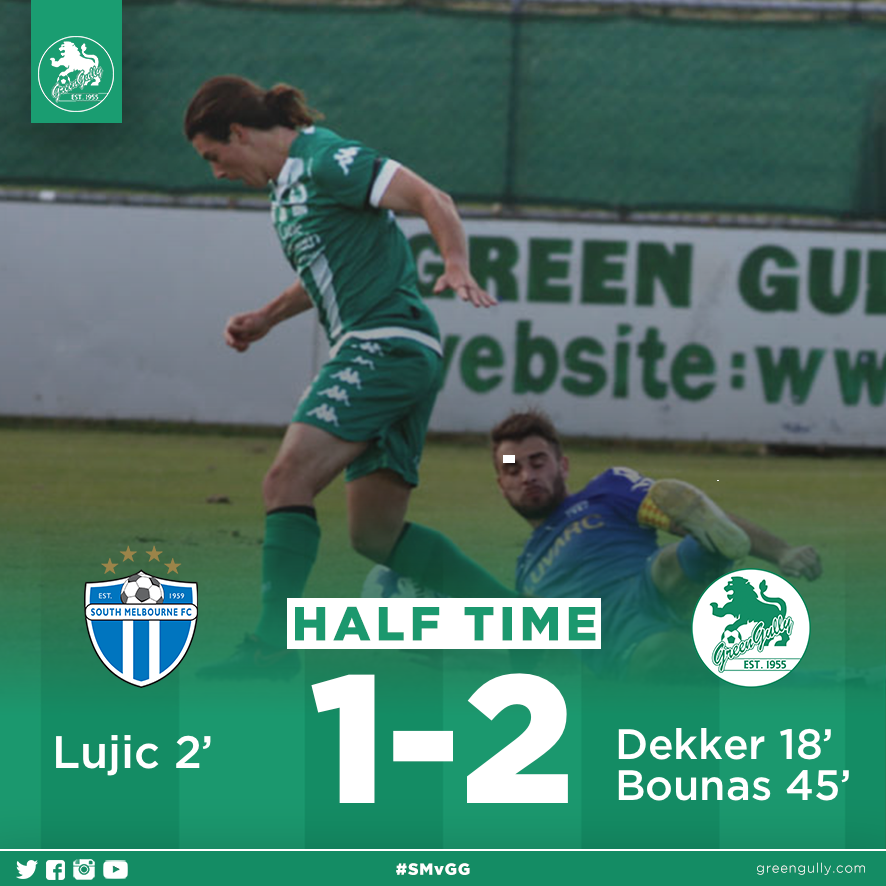 GreenGullySC's tweet photo. HALFTIME | We will take a lead into the 2nd half after a late Bounas goal! #GGSC #SMvGG #PS4NPLVIC https://t.co/gTdSxxji7Q