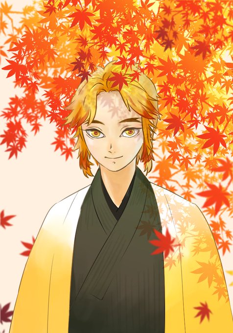 ふじここさんがTwitterに投稿した煉獄杏寿郎(鬼滅の刃)のイラスト。