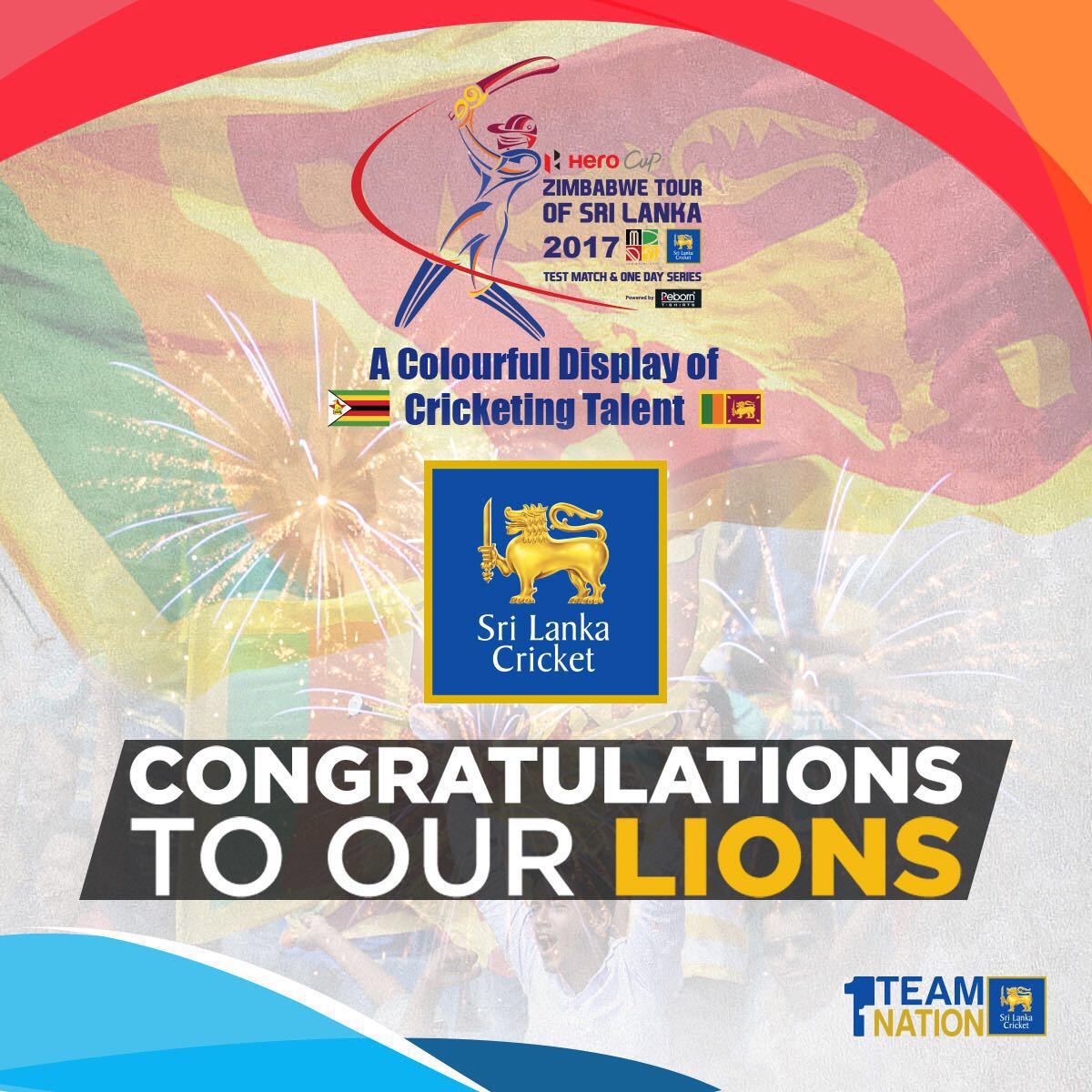 OfficialSLC's tweet photo. Congratulations to our Lions! #LionsRoar #SLvZIM https://t.co/ulwaARSSfC