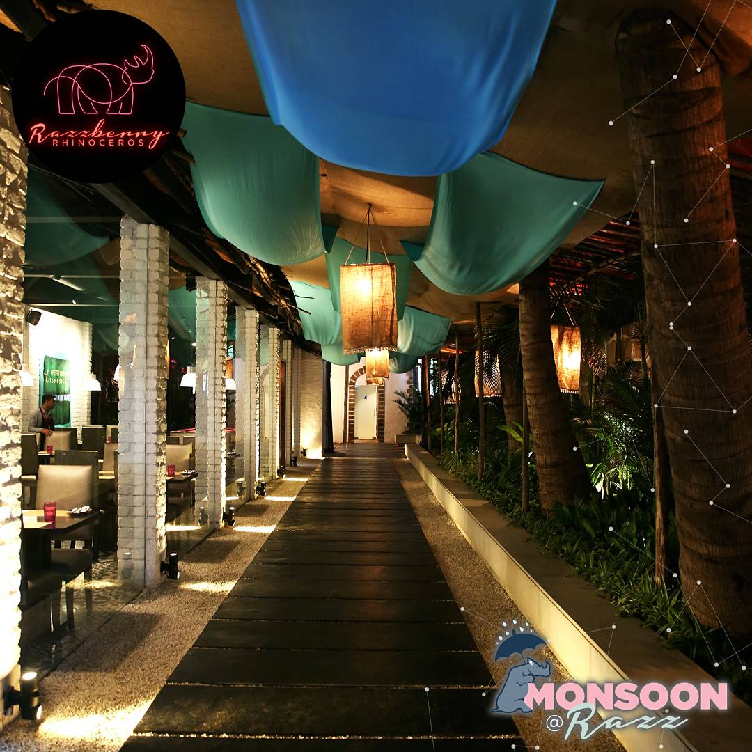 The monsoon casts a spell like none other! Come witness the magic of the #MumbaiRains amidst the interiors of #RazzberryRhinoceros.