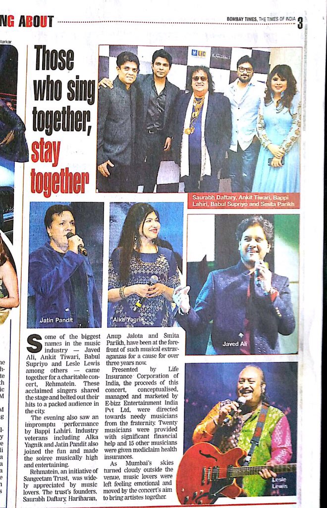 LesleLewis's tweet photo. Rocking #BombayTimes #Rehmatein3 makes a serious mark!! Super feeling to be singing with such FabSingers and then receiving #BestSingerAward https://t.co/1ih9wsqVvF