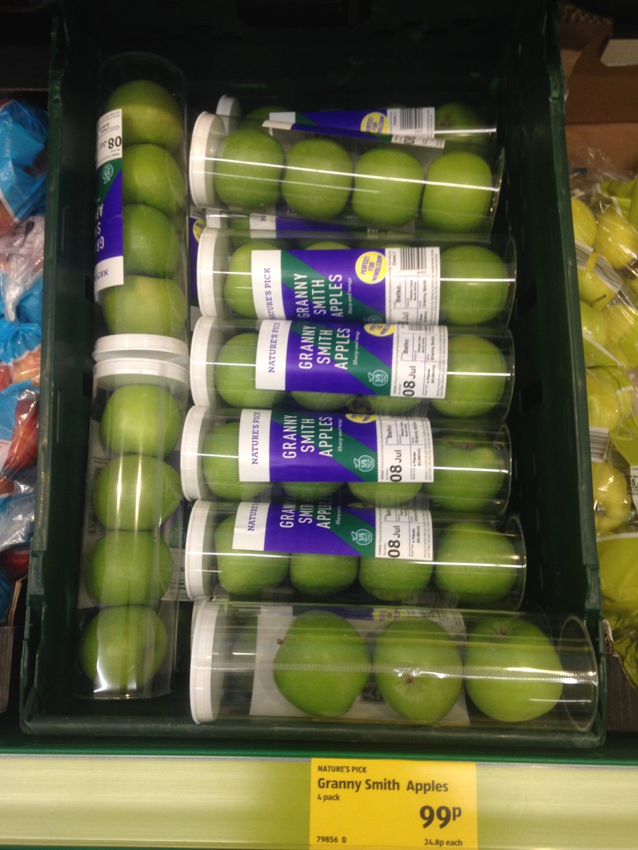 backtobeyond's tweet photo. @AldiUK WTF is this? Really shocked at the level of plastic waste here. Seriously, there’s more plastic than apple here. Sort it out. #waste https://t.co/FjkWG02Mpl