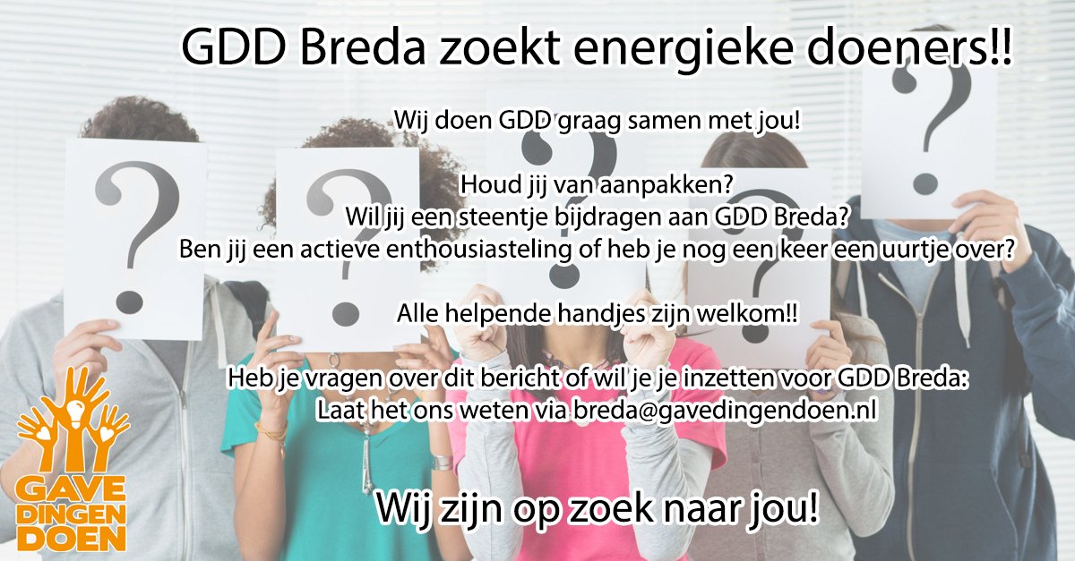 GDD076's tweet photo. Gave Dingen Doen Breda zoekt energieke doeners!!!! https://t.co/nyluCF3Tq4
