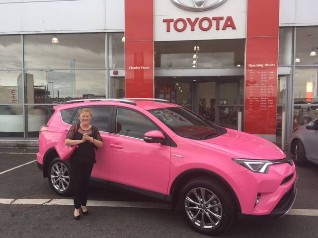 Ravishing in #Pink! Happy customer picks up her new Barbie Pink RAV4 from <a href="/CHurst_Toyota/">Charles Hurst Toyota</a>!