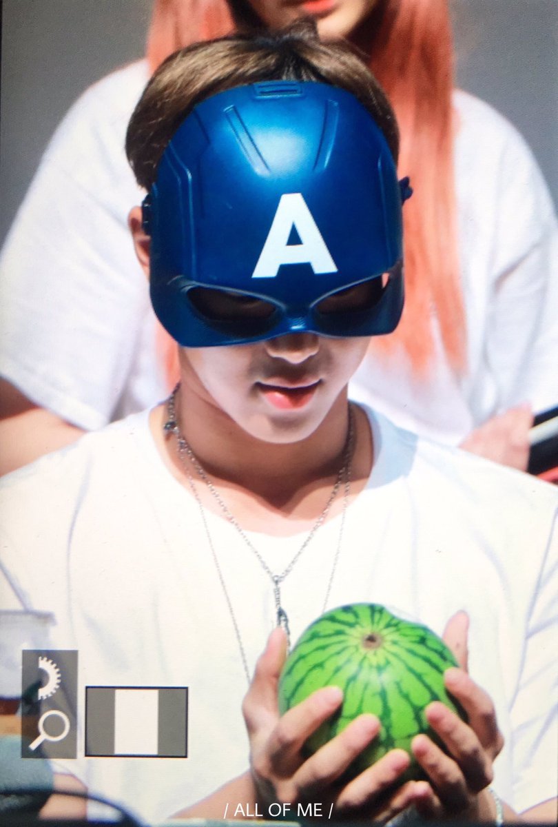 sevimxmb's tweet photo. I love how Shownu never complains and always wears whatever the fans give him, even if it's just ridiculous like that one mask 😂 https://t.co/gkJD8dRjci
