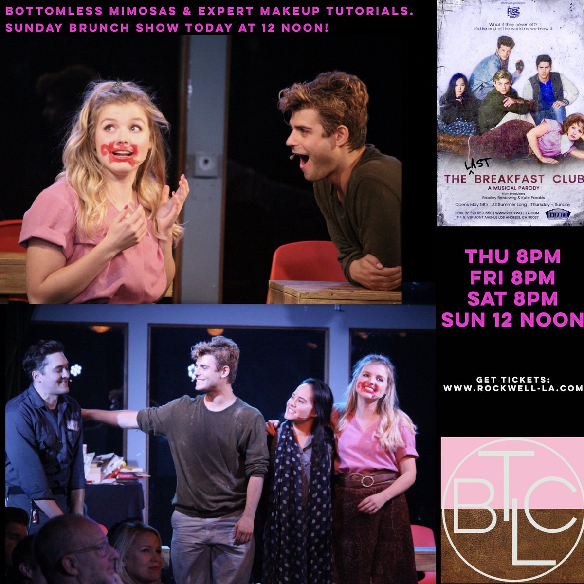Sunday brunch show at 12 noon! Let's do this! See you there. 🎤🎭📚🤼‍♂️😈🥂🏳️‍🌈 #thelastbreakfastclub #musicalparody #tlbcatrockwell #johnhughes