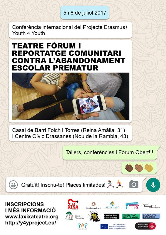 laxixateatre's tweet photo. Vine a la conferència per a treballadors juvenils 5-6 juliol #y4yproject https://t.co/WZyPOTzOZ9 .@Xarxapijbcn .@crajbcn .@bcn_joventut https://t.co/X5HtKA4rX6