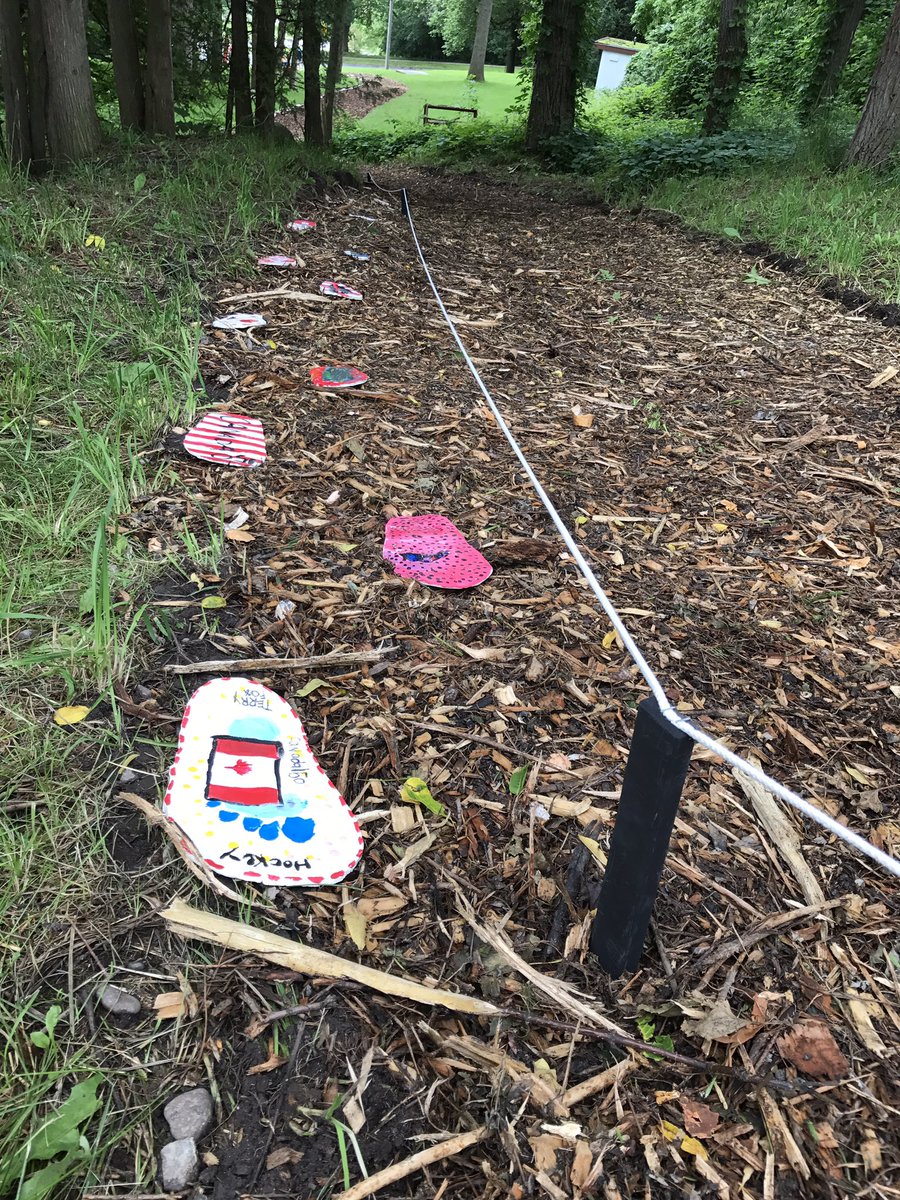 Must see <a href="/OntheHill3/">Gordon Lawrence</a> - Canada Walking Forward, #Ptbo150 art project by <a href="/StPaulsPVNC/">St Paul's Ptbo</a> &amp; <a href="/ImmaculateCES/">ImmaculateConception</a> students -150 clay footprints 10-4 pm