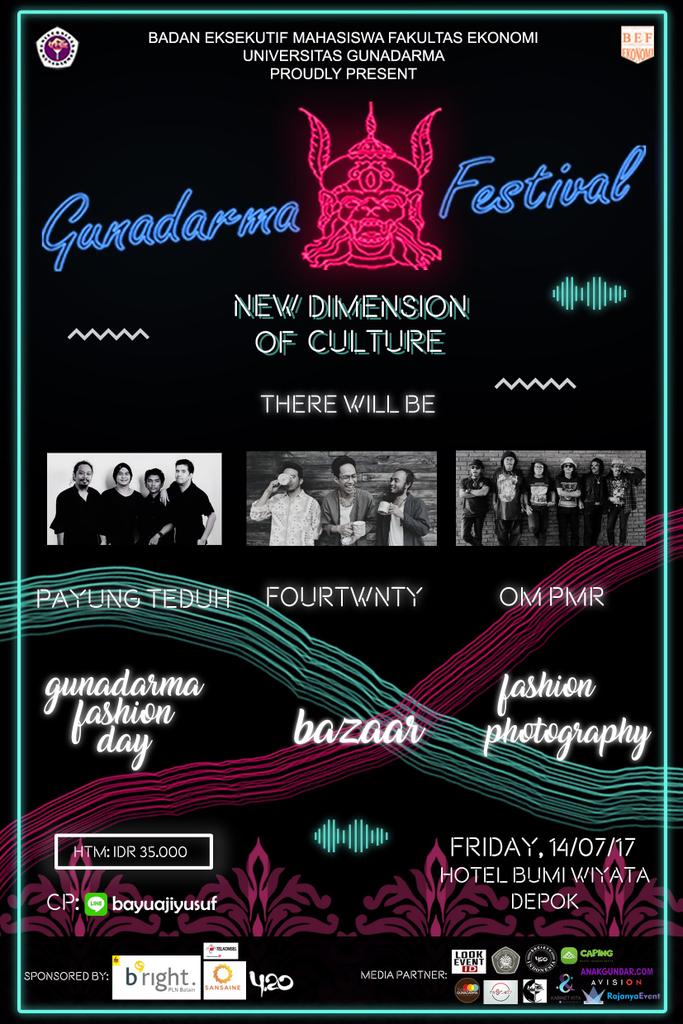 Selamat malam! Jangan lewatkan Gunadarma Festival, 14 Juli 2017 di Hotel Bumi Wiyata ya! Kami tunggu kedatangannya:)