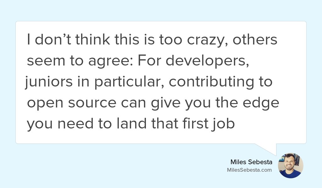 JLFehr's tweet image. Want that tech/dev job? Contribute to open source & dominate your SERP (by @milessebesta) buff.ly/2tA30JP #code #programmng