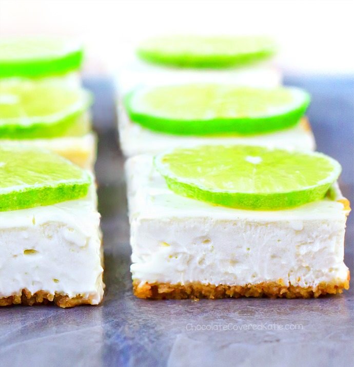 Creamy Key Lime Bars chocolatecoveredkatie.com/2017/03/06/cre…