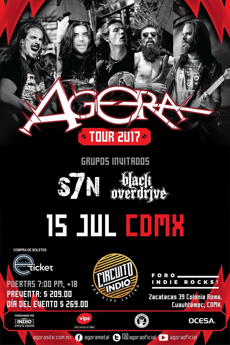 ¿A quiénes veremos en el Indie Rocks? Con nuestros cabronazos de <a href="/AGORAoficial/">AGORA</a> y <a href="/Black_Overdrive/">Black Overdrive</a> 🤘🏻 
Boletos --> bit.ly/2tlxgsc