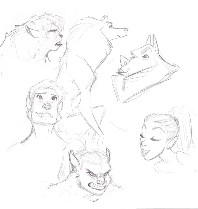 I drew werewolf gals! Just some late night doodling. c: 