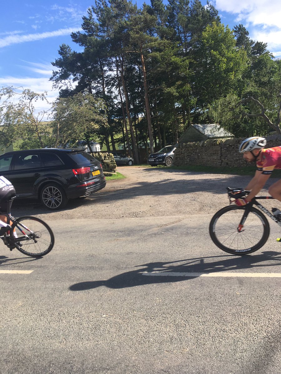 Two off the front and James Jobber in the chasing group with two laps to go #touroftheRes #TourofReservoir #catfordbanks
