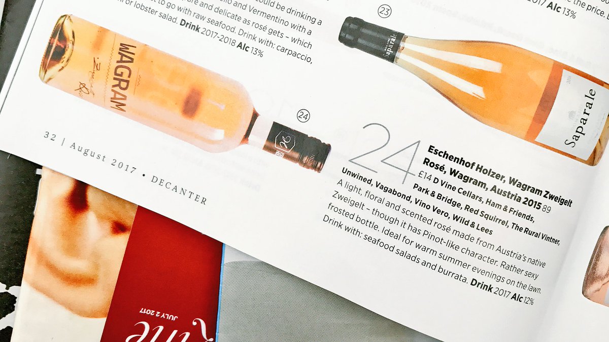 No24 in Top 30 <a href="/Decanter/">Decanter</a> rosés: <a href="/eschenhofholzer/">Eschenhof Holzer</a> Zweigelt, in LDN at <a href="/DVineCellars/">D Vine Cellars</a> @ParkandBridge <a href="/UnwinedSW17/">Unwined in Tooting</a> <a href="/VagabondWines/">VagabondWines</a> @wildandlees 👍