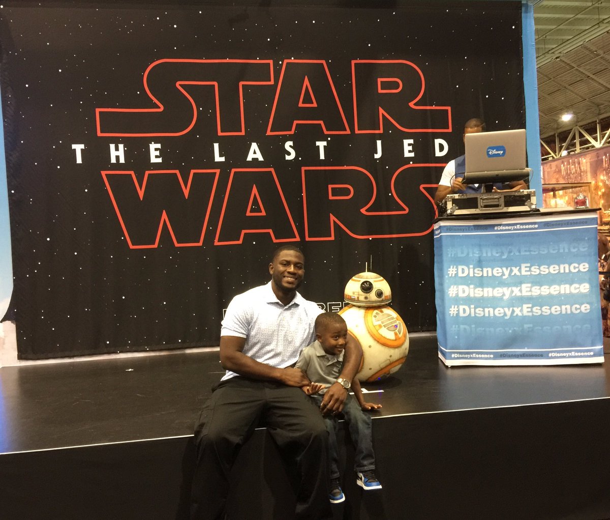 @Disney just made this 3-year old's birthday week extra special! Die hard Star Wars fan meets BB-8! #DisneyxEssence #EssenceFestival #family