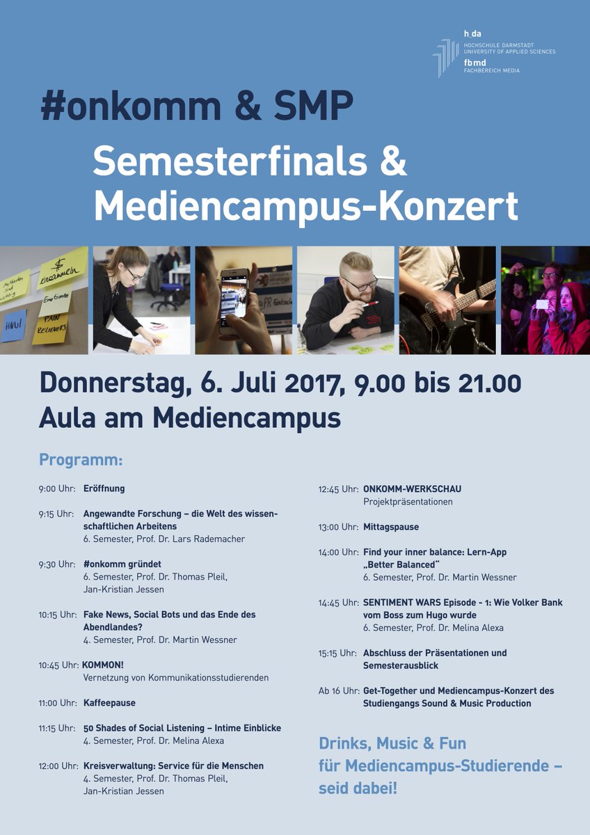 onkomm's tweet photo. Projekte, Projekte, Projekte. Die gilt es spannend vorzustellen - und zu feiern. Bei den #onkomm-Finals mit SMP-Campuskonzert. Nächsten Do. https://t.co/xIf7a1BTIa